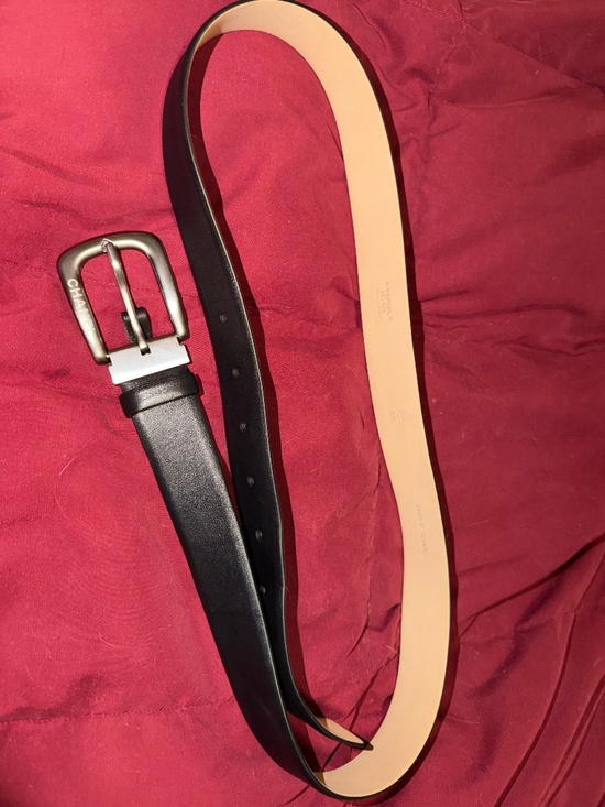 Chanel Belt 95/38 black calf leather with brushed silver buckle.